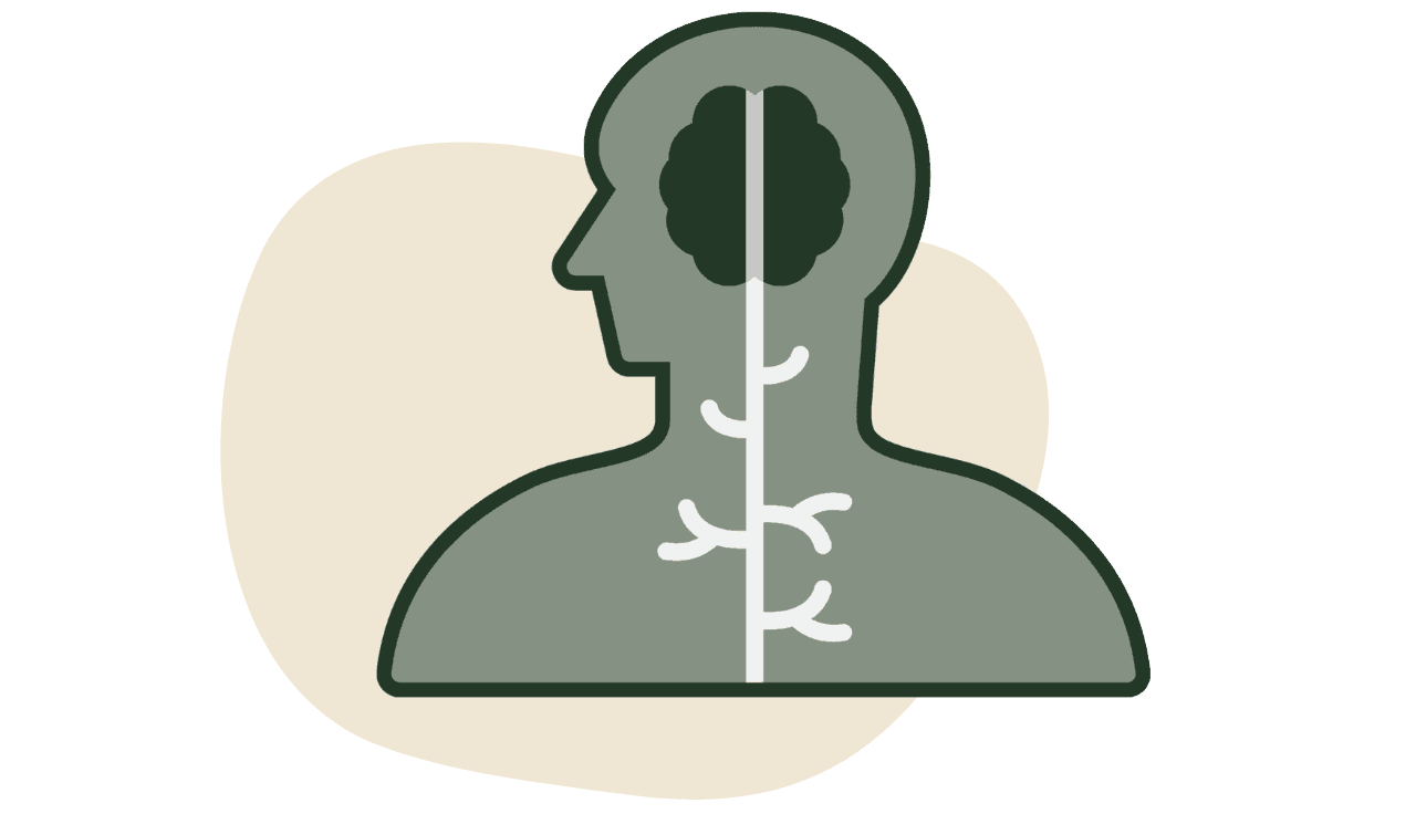 grüne Grafik eines menschlichen Profils mit Nervensystem